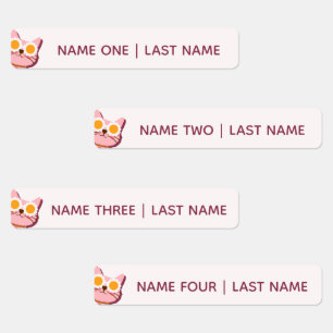 Cute Personalized Name Pink Kids Labels