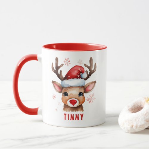 Cute Personalized Name Reindeer Mug