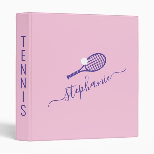 Cute Personalized Name Tennis Player Coach 3 Ring Binder