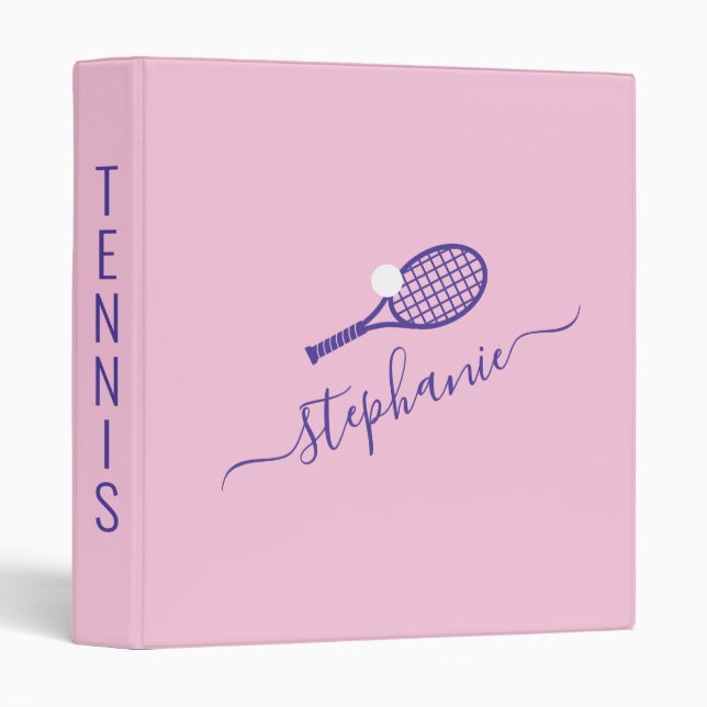 Cute Personalized Name Tennis Player Coach 3 Ring Binder (Front/Spine)