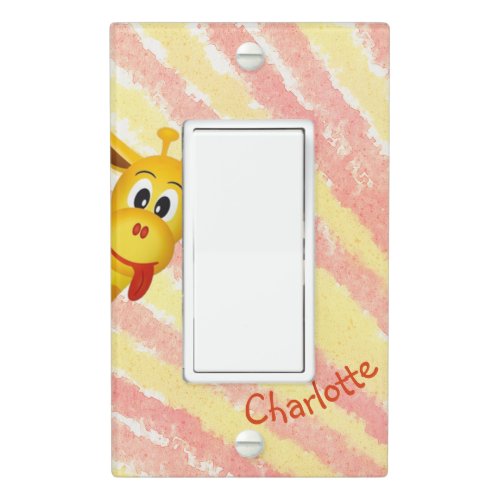 Cute Personalized Name Yellow Giraffe Baby Girl Light Switch Cover