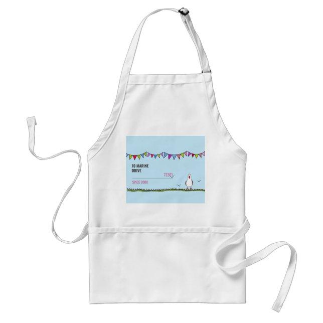 Cute Personalized Nautical Seagull Adult Apron (Front)