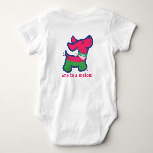 Cute Personalized One In A Melon Dog Silhouette Baby Bodysuit