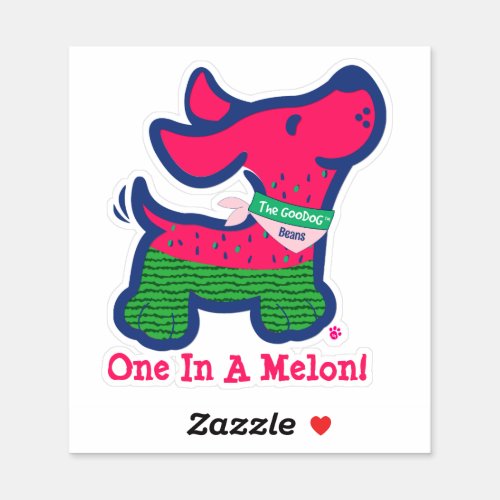 Cute Personalized One in a Melon Dog Silhouette Sticker