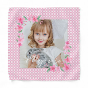 Cute Personalized one Photo Pink Bandana