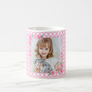 Cute Personalized one Photo Pink Coffee Mug