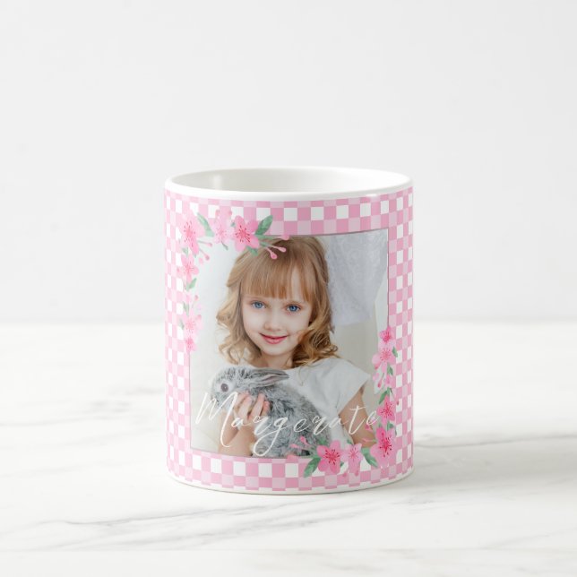 Cute Personalized one Photo Pink  Coffee Mug (Center)