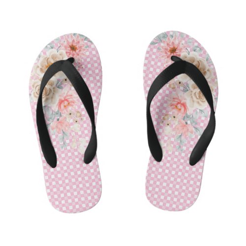 Cute Personalized one Photo Pink  Kids Flip Flops