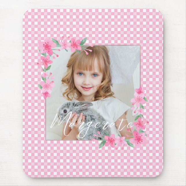 Cute Personalized one Photo Pink  Mouse Pad (Front)