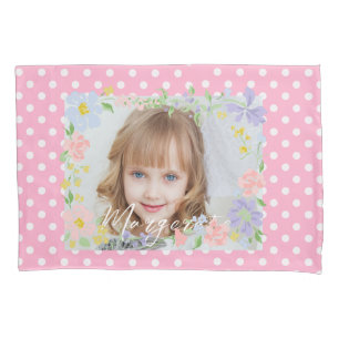 Cute Personalized one Photo Pink Pillow Case