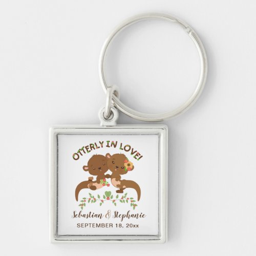 Cute Personalized Otterly in Love Keychain