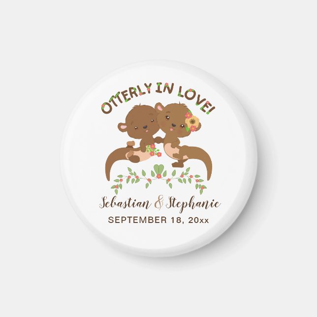 Cute Personalized Otterly in Love Magnet (Front)
