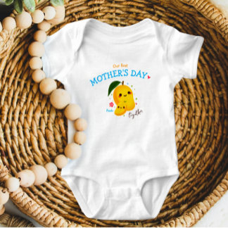 Cute Personalized Our First Mother's Day Mango Baby Bodysuit