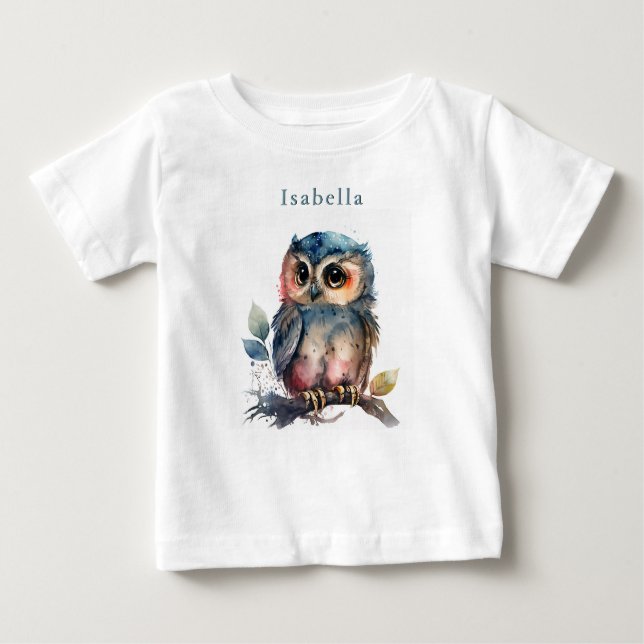 Cute Personalized Owl Baby T-Shirt (Front)