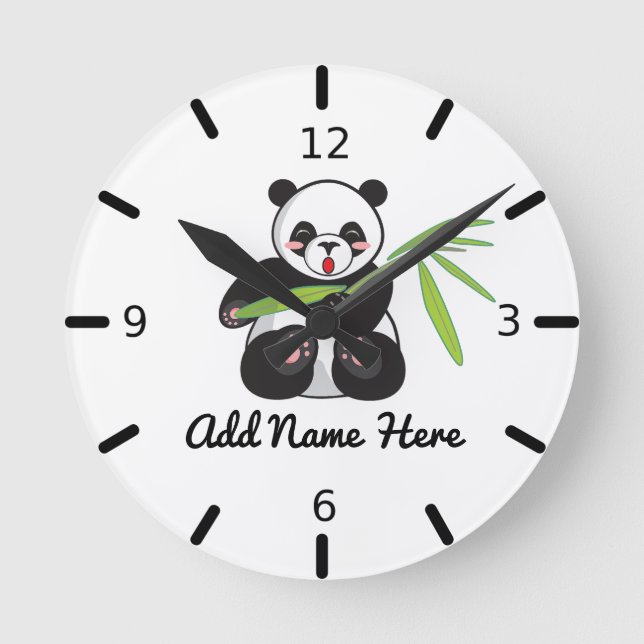 Cute Personalized Panda  Round Clock (Front)