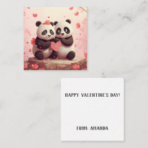 Cute Personalized Panda Valentine Note Card