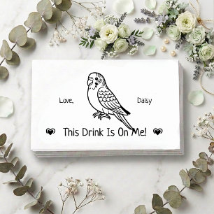 Cute Personalized Parakeet Wedding Drink Ticket Enclosure Card
