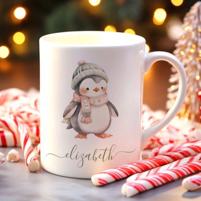Cute Personalized Penguin Christmas Coffee Mug (Creator Uploaded)