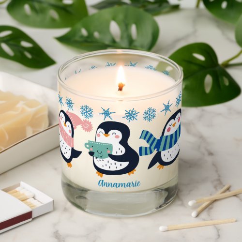 Cute Personalized Penguin Christmas Gift Scented Candle