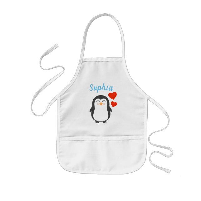 Cute Personalized Penguin Kids' Apron (Front)
