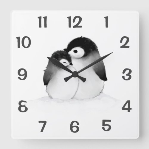Cute Personalized Penguins Home Decor Wall Clock