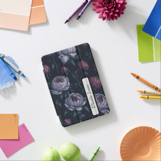 Cute Personalized Peonies black floral iPad Mini Cover