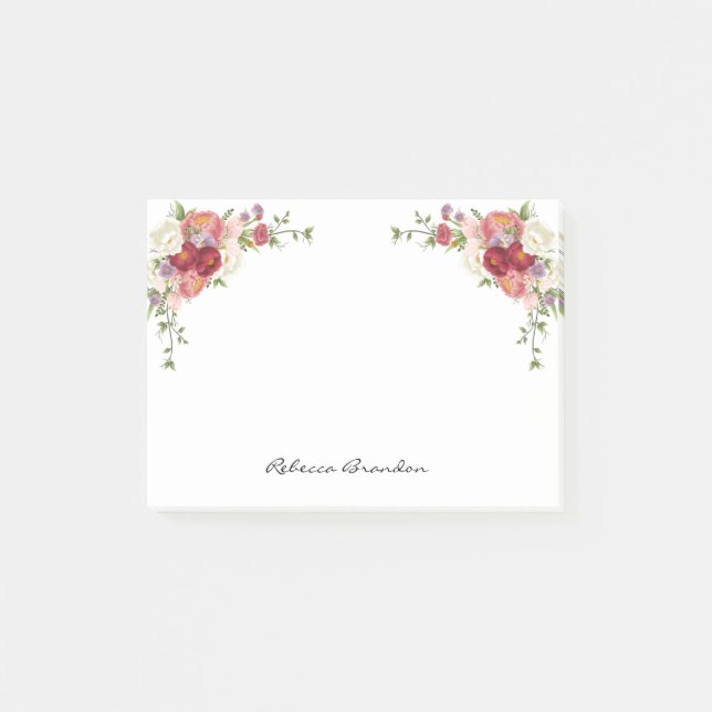 Cute Personalized Peony Flower Notes (Front)