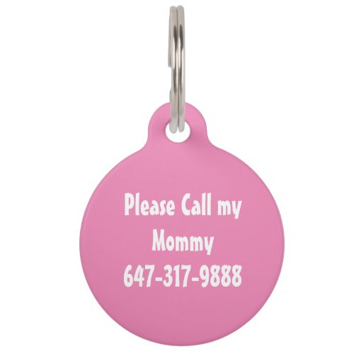 Cute Personalized Pet Dog Name  Moms Phone  Red Pet ID Tag