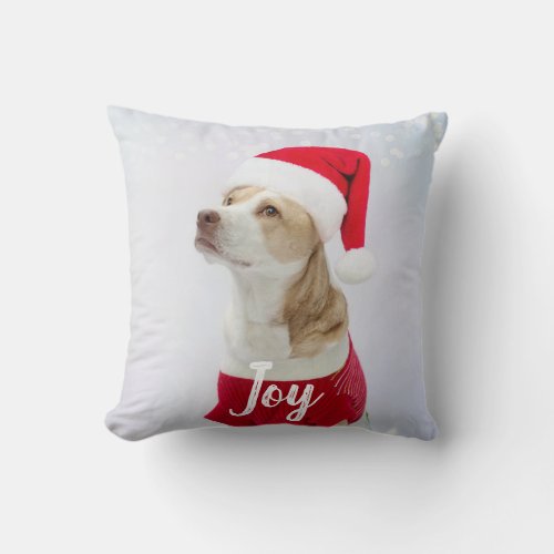 Cute Personalized Pet Dog Photo Christmas  Throw P Throw Pillow
