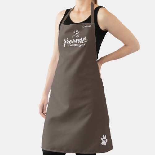 Cute Personalized Pet Groomer Extraordinaire Apron