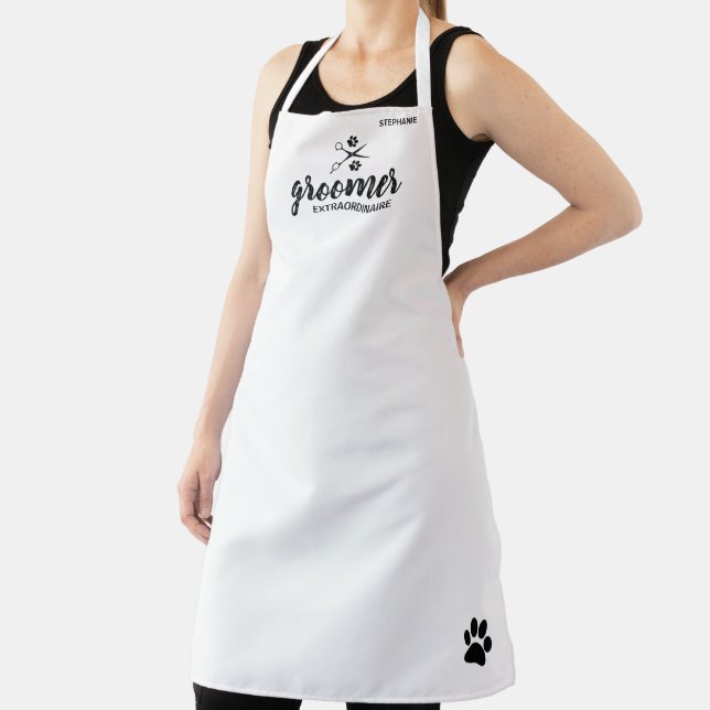 Cute Personalized Pet Groomer Extraordinaire Apron (Insitu)