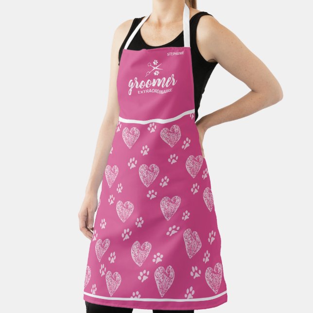 Cute Personalized Pet Groomer Extraordinaire Apron (Insitu)