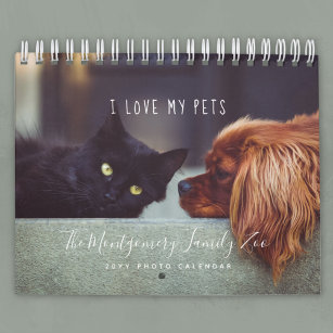 Cute Personalized Pet Lovers 2024 Photo Calendar