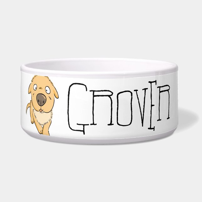 Cute Personalized Pet Name Dog Food Or Water Bowl (Front)