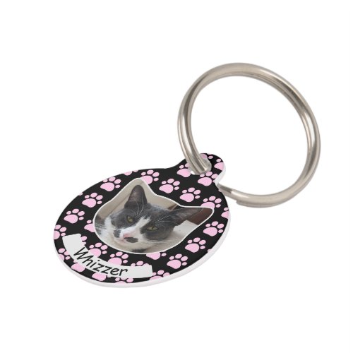 Cute personalized photo and text cat pet tag