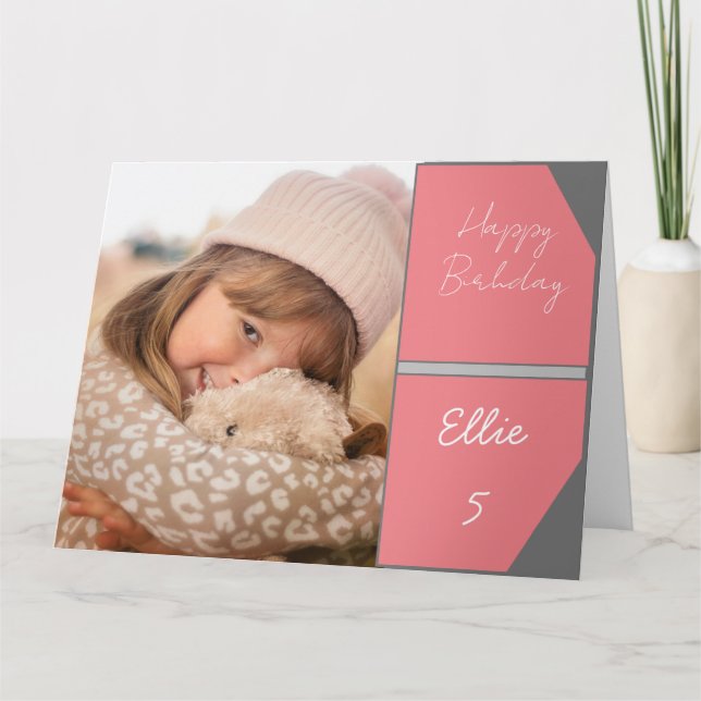 Cute personalized photo birthday design card (Front)