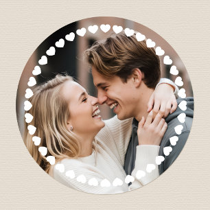 Cute Personalized Photo Custom Color Love Heart Classic Round Sticker