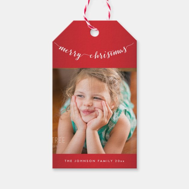 Cute Personalized Photo Merry Christmas Gift Tags
