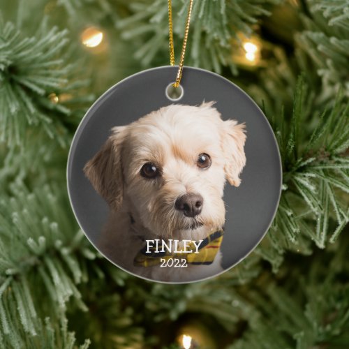 Cute Personalized Photo Pet Christmas Ceramic Ornament