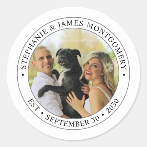 Cute Personalized Photo Pet Wedding Classic Round Sticker