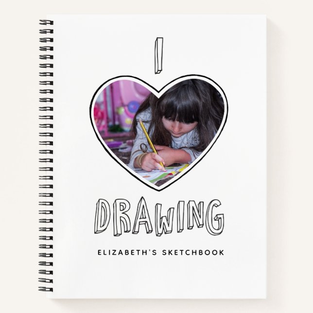 Cute Personalized Photo Sketchbook Notebook (Front)