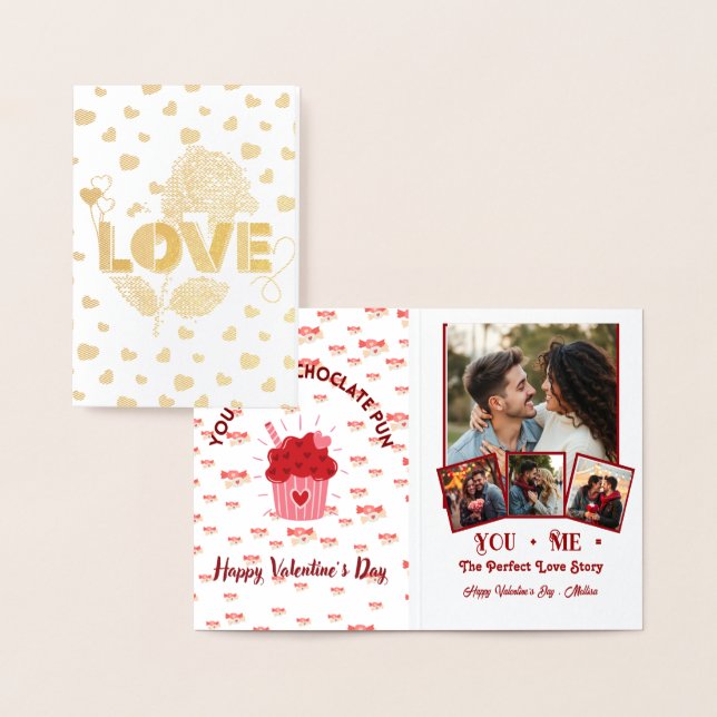Cute Personalized  Photo valentines day Foil Card (Display)