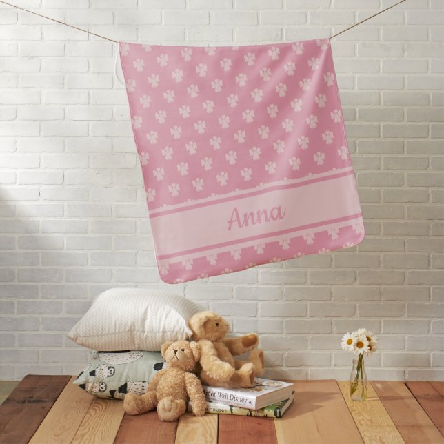Cute personalized pink angel pattern baby blanket (In Situ)