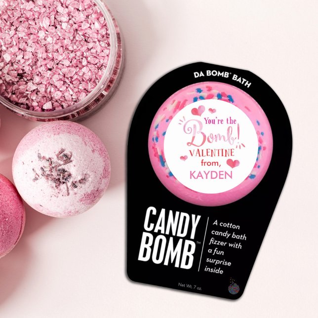 Cute Personalized Pink Bath Bomb Valentine Classic Round Sticker (Creator Uploaded)