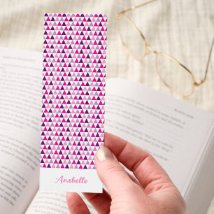 Cute Personalized Pink Geometric Pattern Bookmark
