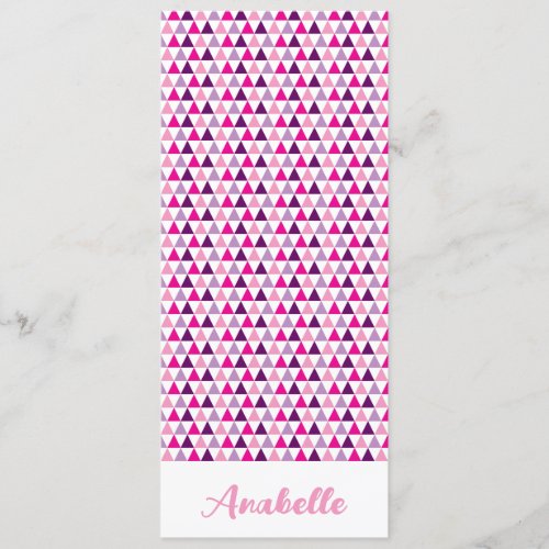 Cute Personalized Pink Geometric Pattern Bookmark