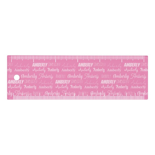 Cute Personalized Pink Girl's Name Collage Ruler (Front)