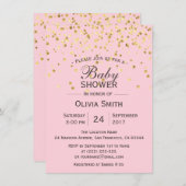 Cute Personalized Pink Gold Baby Shower Invites (Front/Back)