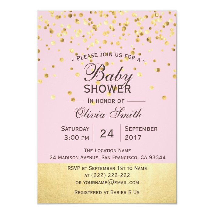 pink and gold baby shower invitations