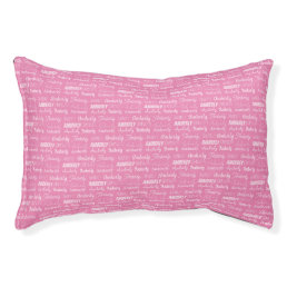 Cute Personalized Pink Name Typography Girl Dog Pet Bed